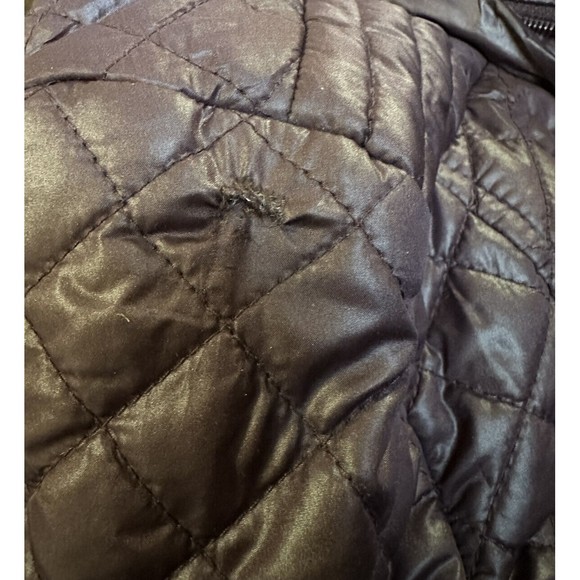 Via Spiga Zig-Zag Quilted Puffer Jacket Burgundy Full Zip Coat Zipper Pockets S - Picture 7 of 11